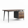 Bureau van hout met metalen poten en drie lades 150 x 75 x 75cm
