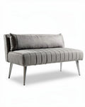 Grijze gestreepte bank van stof met rugkussen 140 x 70 x 78cm