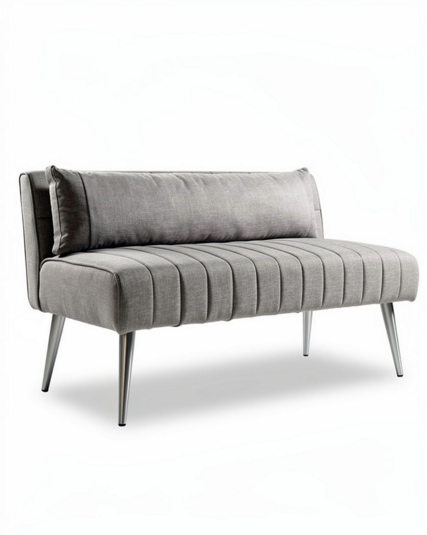 Grijze gestreepte bank van stof met rugkussen 140 x 70 x 78cm