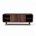 Tv-meubel van walnootfineer met 2 deuren en open vakken 150 x 40 x 60cm