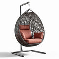 Hangstoel van gevlochten wicker met kussens in terracotta 100 x 80 x 120cm