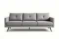 Grijze stoffen bank met drie zitplaatsen en metalen poten 200 x 85 x 85cm