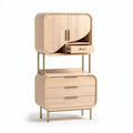 Houten kast met lades en deuren in naturel afwerking 80 x 40 x 130cm