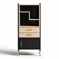 Open kast met houten planken en metalen frame 75 x 40 x 180cm zwart en naturel