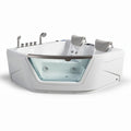 Hoekbad met hydromassage en glazen wand 150 x 150 x 70cm wit