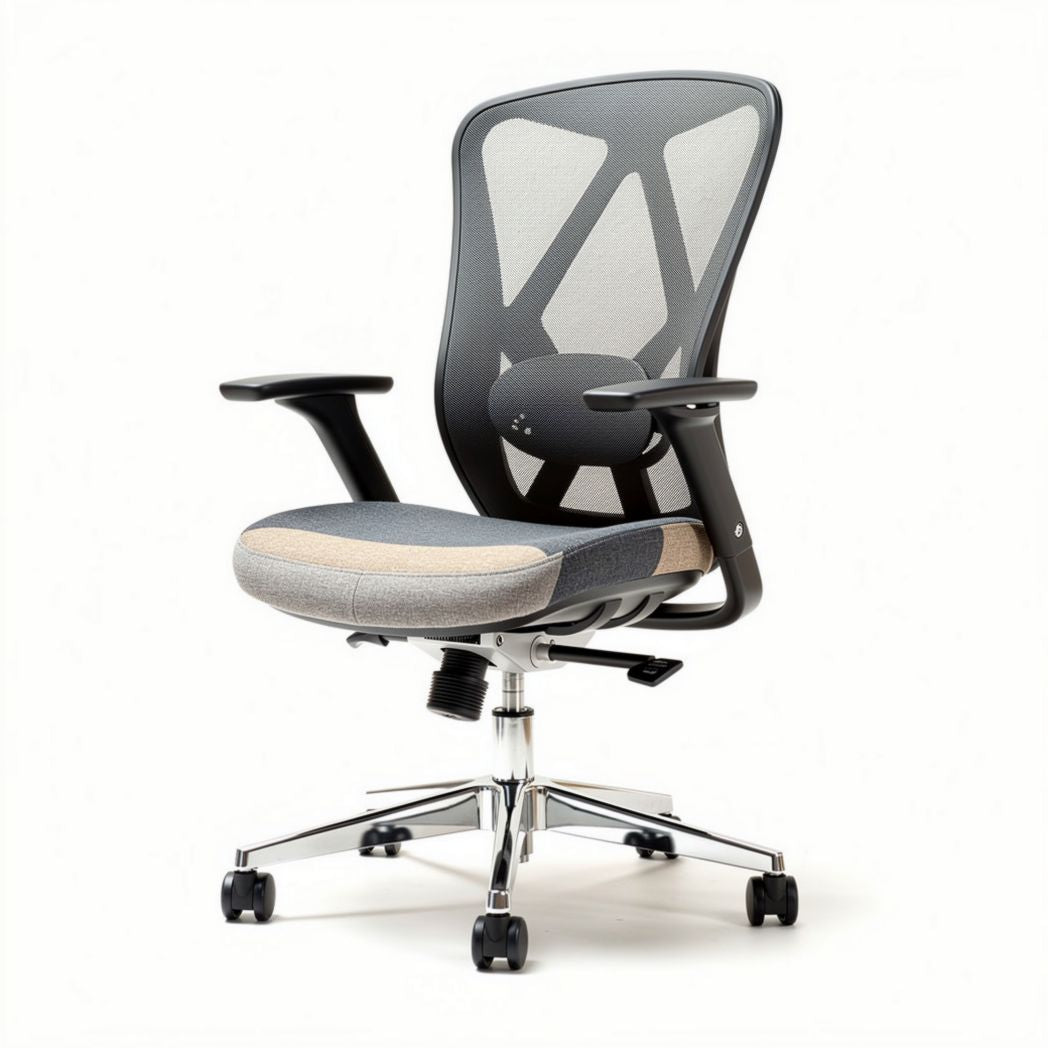 Ergonomische bureaustoel met mesh rugleuning en verstelbare armleunen grijs 60 x 60 x 100cm