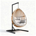 Hangstoel van rotan met metalen standaard en kussens 120 x 100 x 150cm